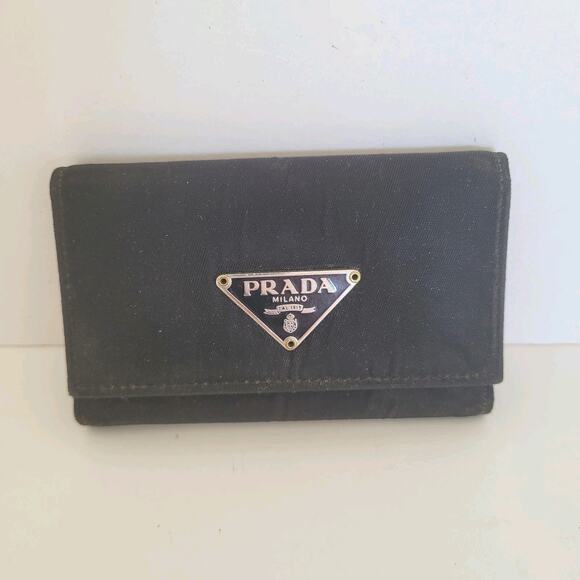 Authentic Tessuto Nero Prada Multicles Key Holder Hooks Case Black Small Wallet - Picture 2 of 11
